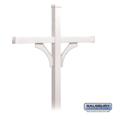 Deluxe Mailbox Post - 2 Sided for (4) Mailboxes - In-Ground Mounted - White